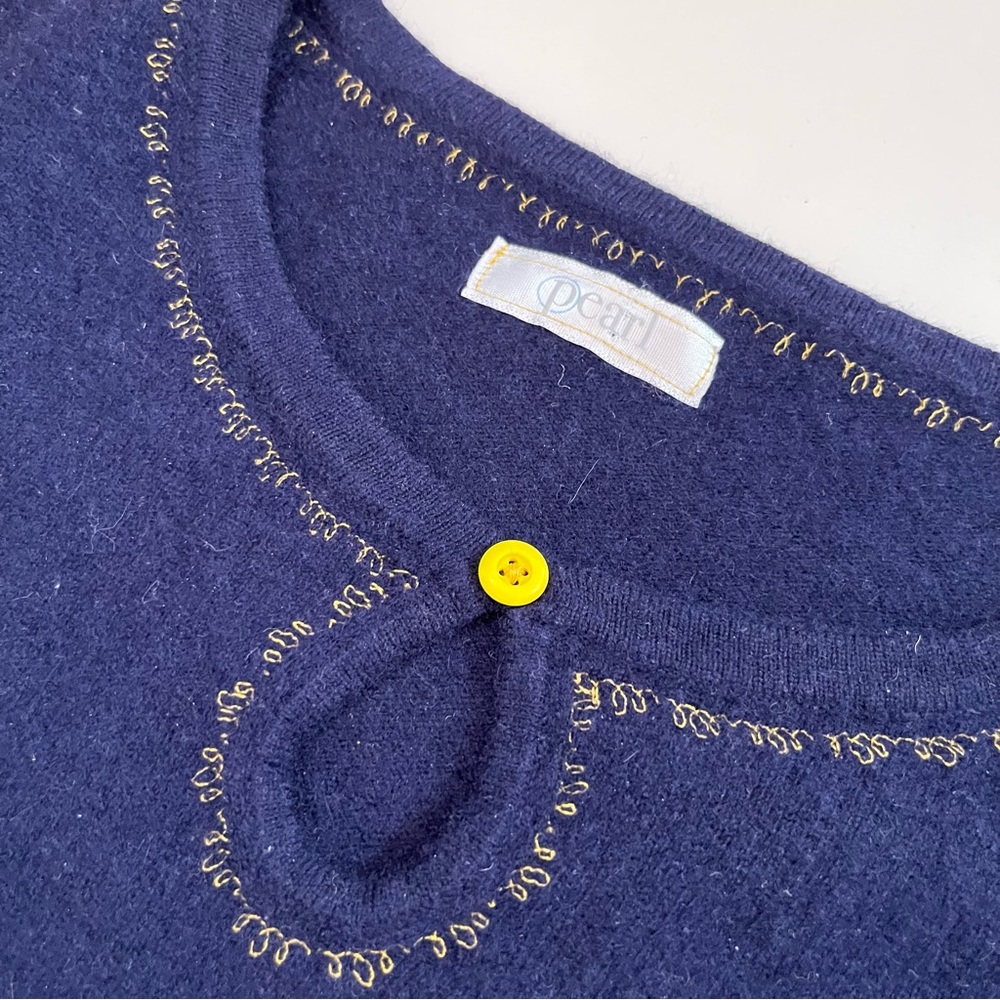 Vintage 90 Y2k Pearl Blue Cottagecore Cashmere feminine Croquet Girl Sweater - Picture 15 of 16